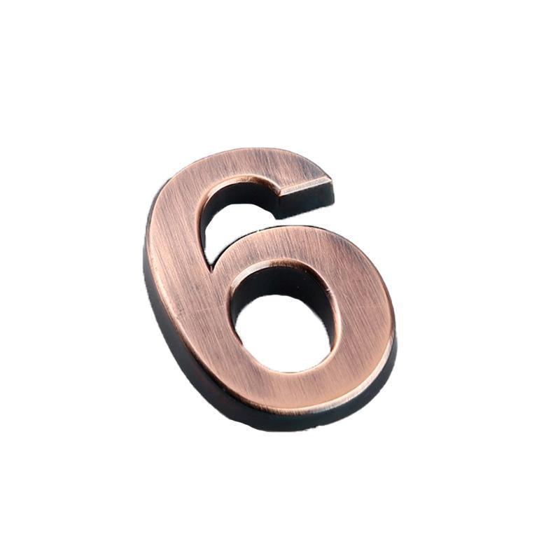 Bronze Door Number Sticker for Room and Address Numbers - Number 6