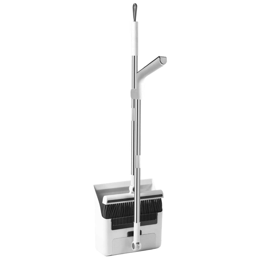 Broom and Dustpan Set with Floor Brush - White