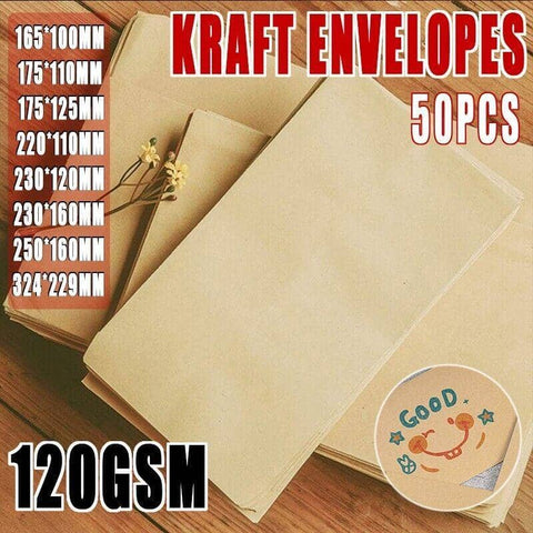 Brown Kraft Envelopes 120gsm, Pack of 50 - 220 x 110 mm - view 2