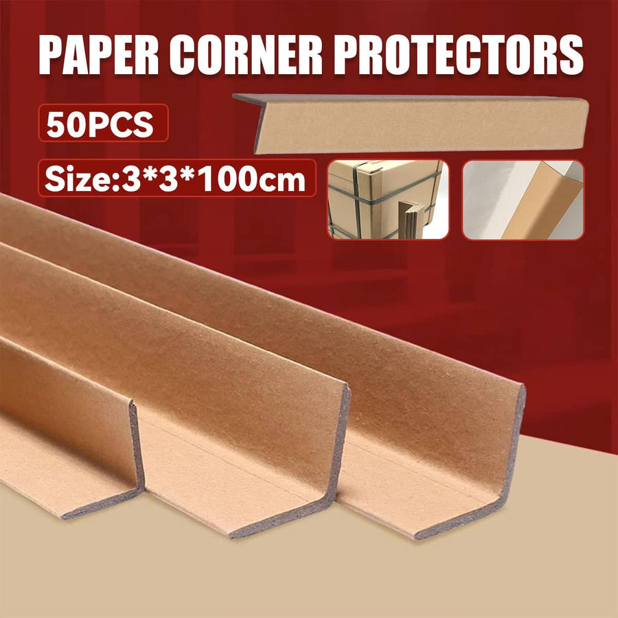 Brown Kraft Paper Corner Protector Set of 50 for Shipping, 100 cm Long