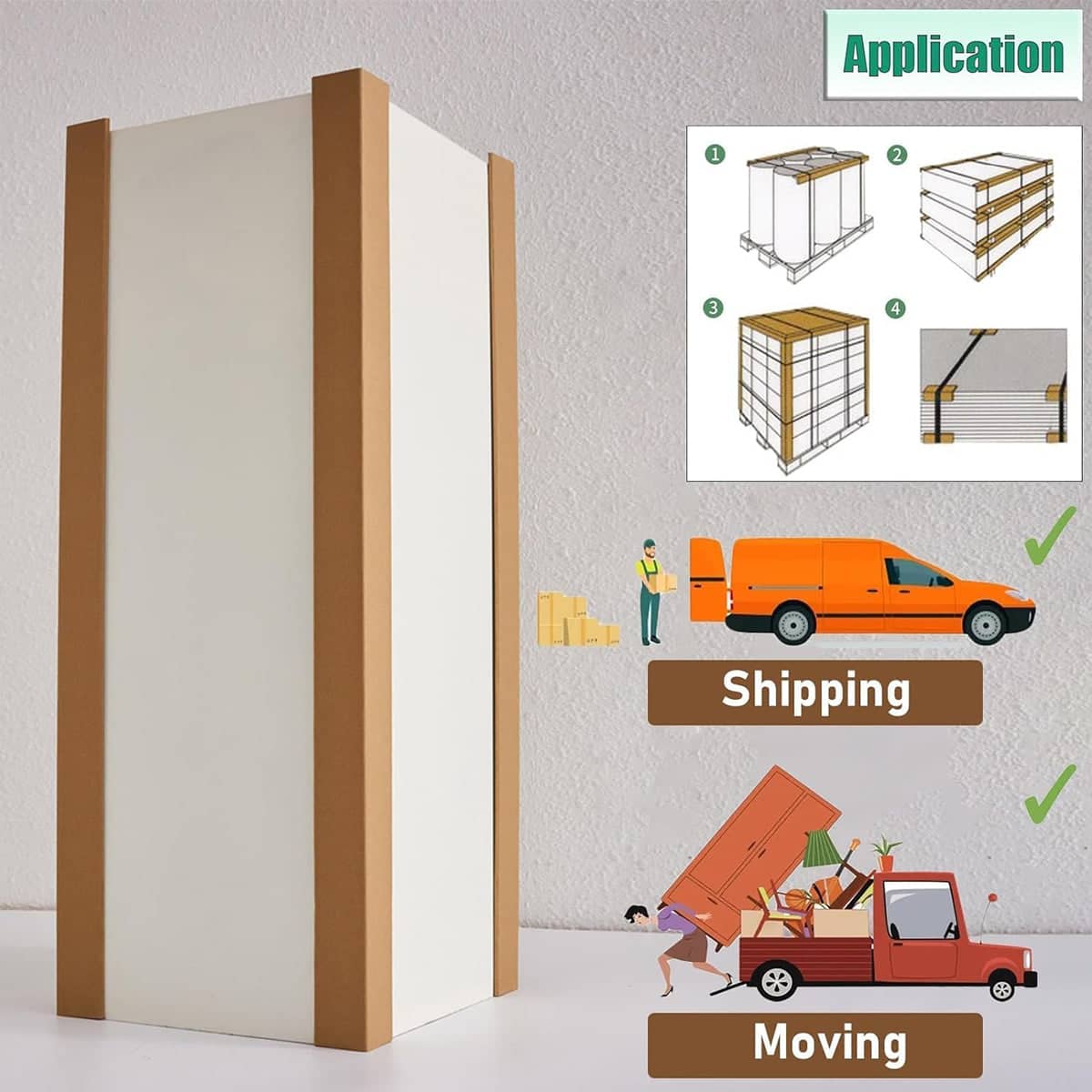 Brown Kraft Paper Corner Protector Set of 50 for Shipping, 100 cm Long - view 4