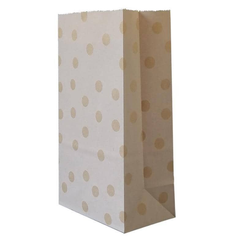 Brown Kraft Paper Food Bags, Pack of 100 - Shaded Dots