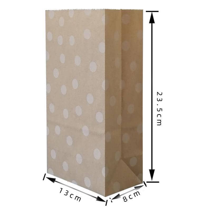 Brown Kraft Paper Food Bags, Pack of 100 - Shaded Dots - view 4