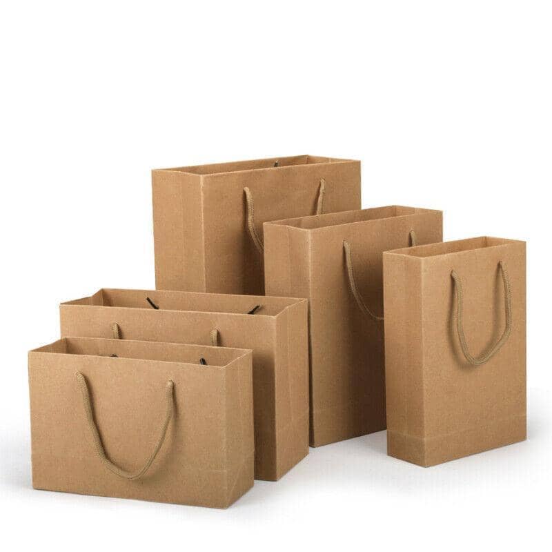Brown Kraft Paper Gift Bags with Handles - 25 x 20 x 9 cm, Pack of 50 - view 5