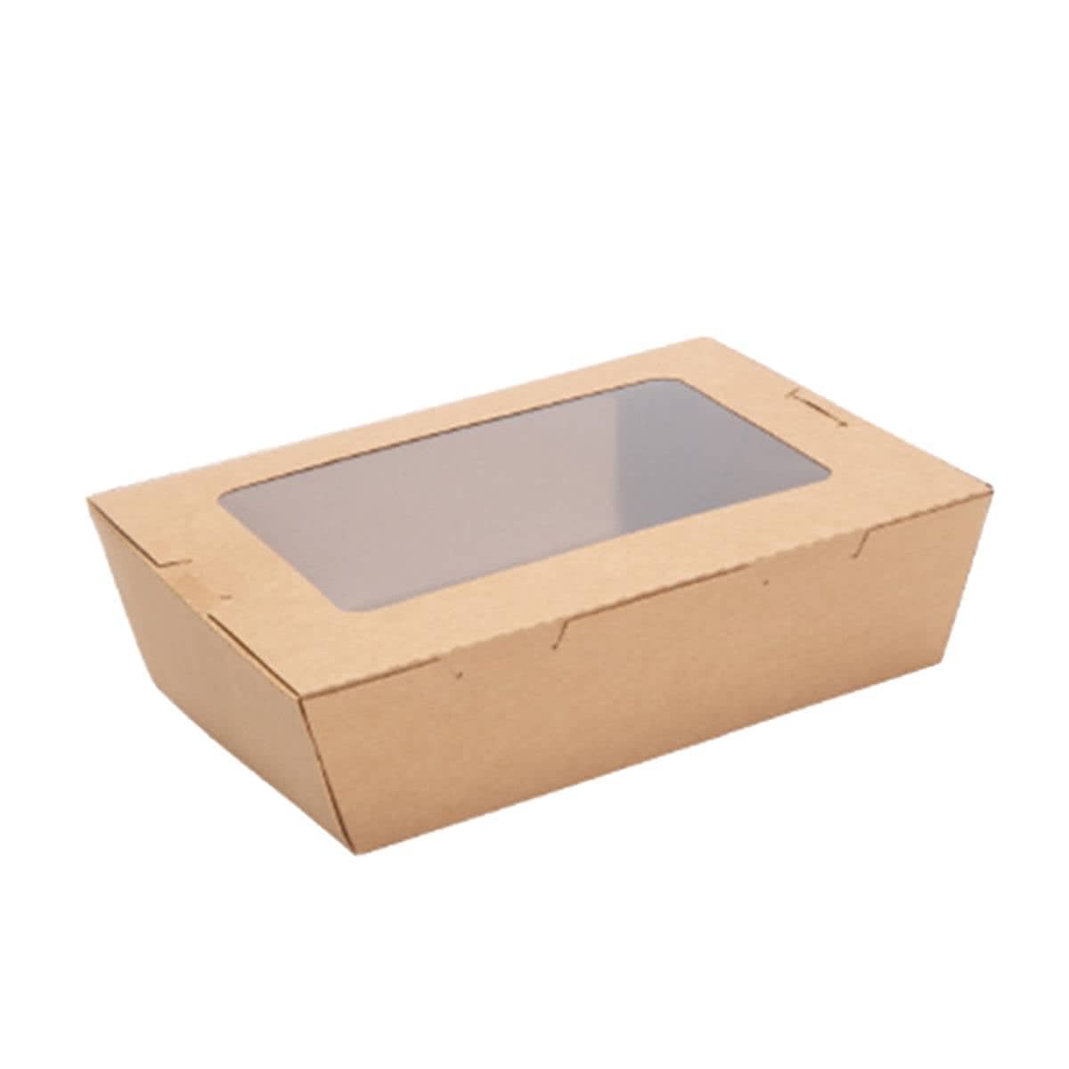 Brown Kraft Single Window Lunch Boxes - 900ml, Pack of 50