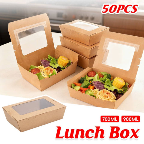 Brown Kraft Single Window Lunch Boxes - 900ml, Pack of 50 - view 2