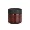 Brown PET Plastic Wide Mouth Bottles, Pack of 10 - 100 ml, Ribbed Black Lid