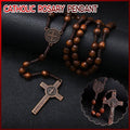 Brown Wooden Rosary Beads Necklace with Cross - Catholic Rosary