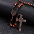 Brown Wooden Rosary Beads Necklace with Cross - Catholic Rosary - view 3