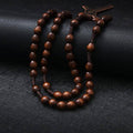 Brown Wooden Rosary Beads Necklace with Cross - Catholic Rosary - view 4