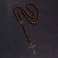Brown Wooden Rosary Beads Necklace with Cross - Catholic Rosary - view 5