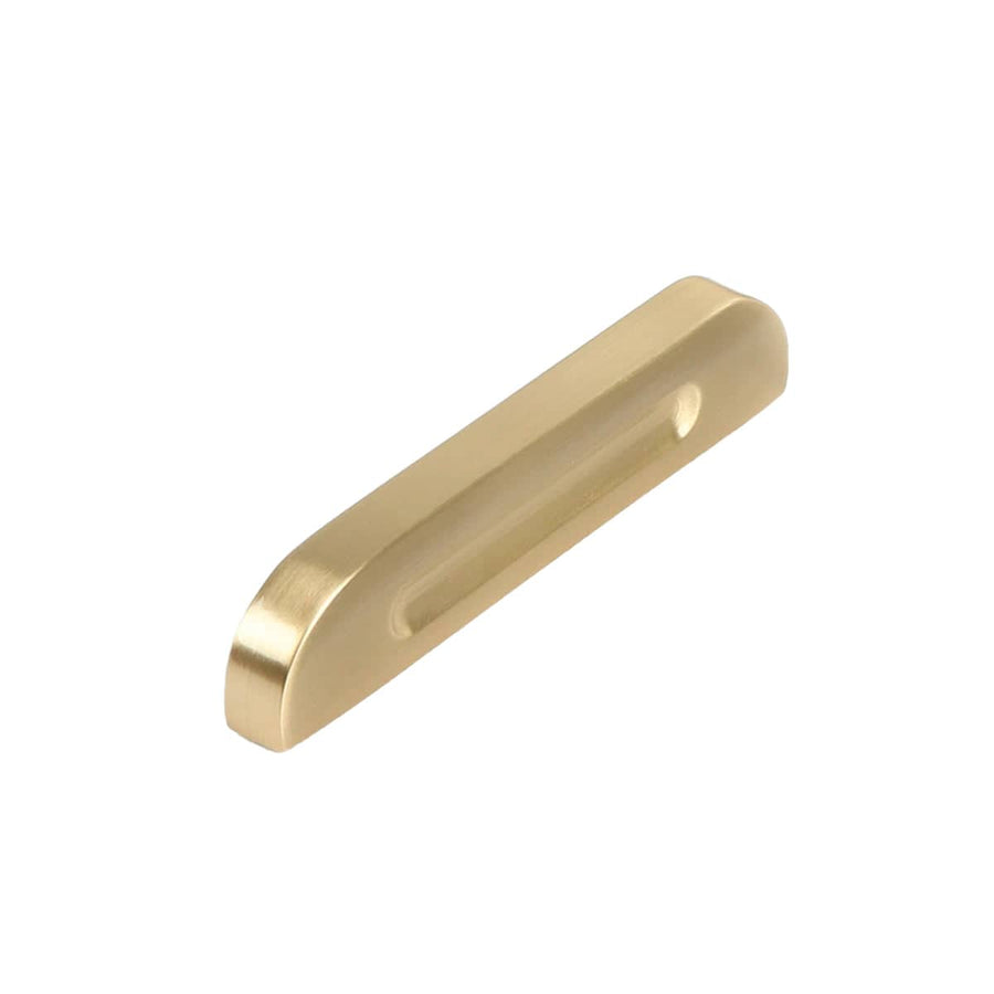 Brushed Brass Slim Bar Cabinet Handle - Style B, 64 mm Hole Spacing