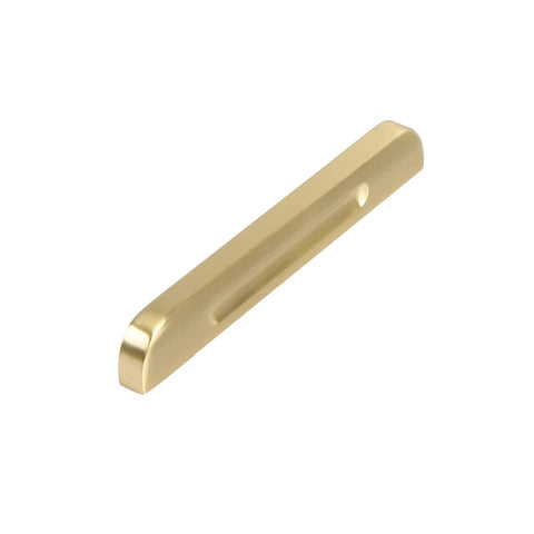 Brushed Brass Slim Bar Cabinet Handle - Style B, 96 mm Hole Spacing