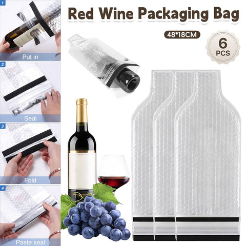 Bubble Wine Bottle Protector Bags, 6 Pack, Clear