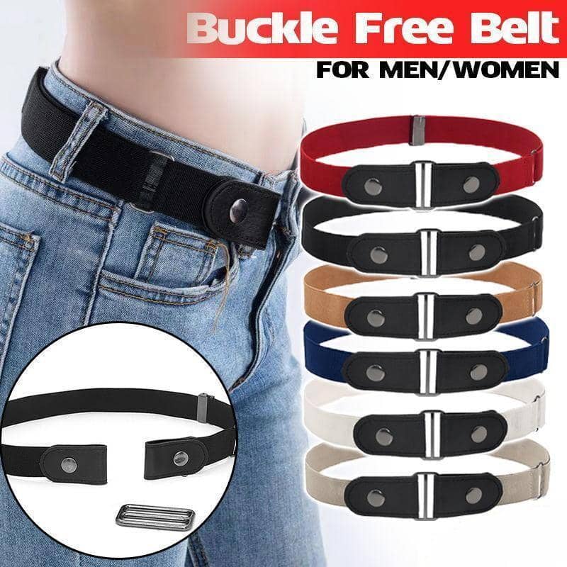 Buckle-Free Elastic Belt for Jeans, No-Bulge Invisible Fit - Red - view 2