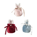 Bunny Ear Easter Candy Bag, Flannelette Gift Pouch - Blue - view 3