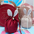 Bunny Ear Easter Candy Bag, Flannelette Gift Pouch - Pink - view 5
