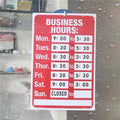 Business Hours Sign Board for Shop Doors and Windows - Red, 19.5 x 29.5 cm