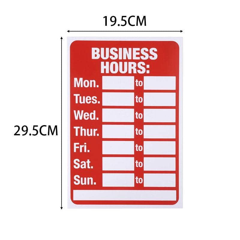Business Hours Sign Board for Shop Doors and Windows - Red, 19.5 x 29.5 cm - view 5