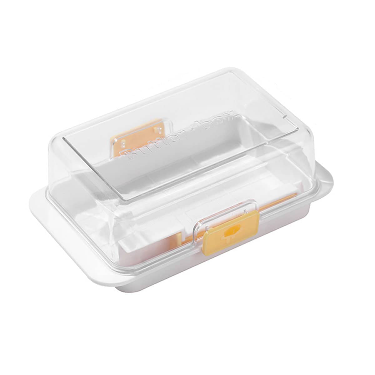 Butter and Cheese Storage Box with Lid and Spreader, Fridge Organiser - White