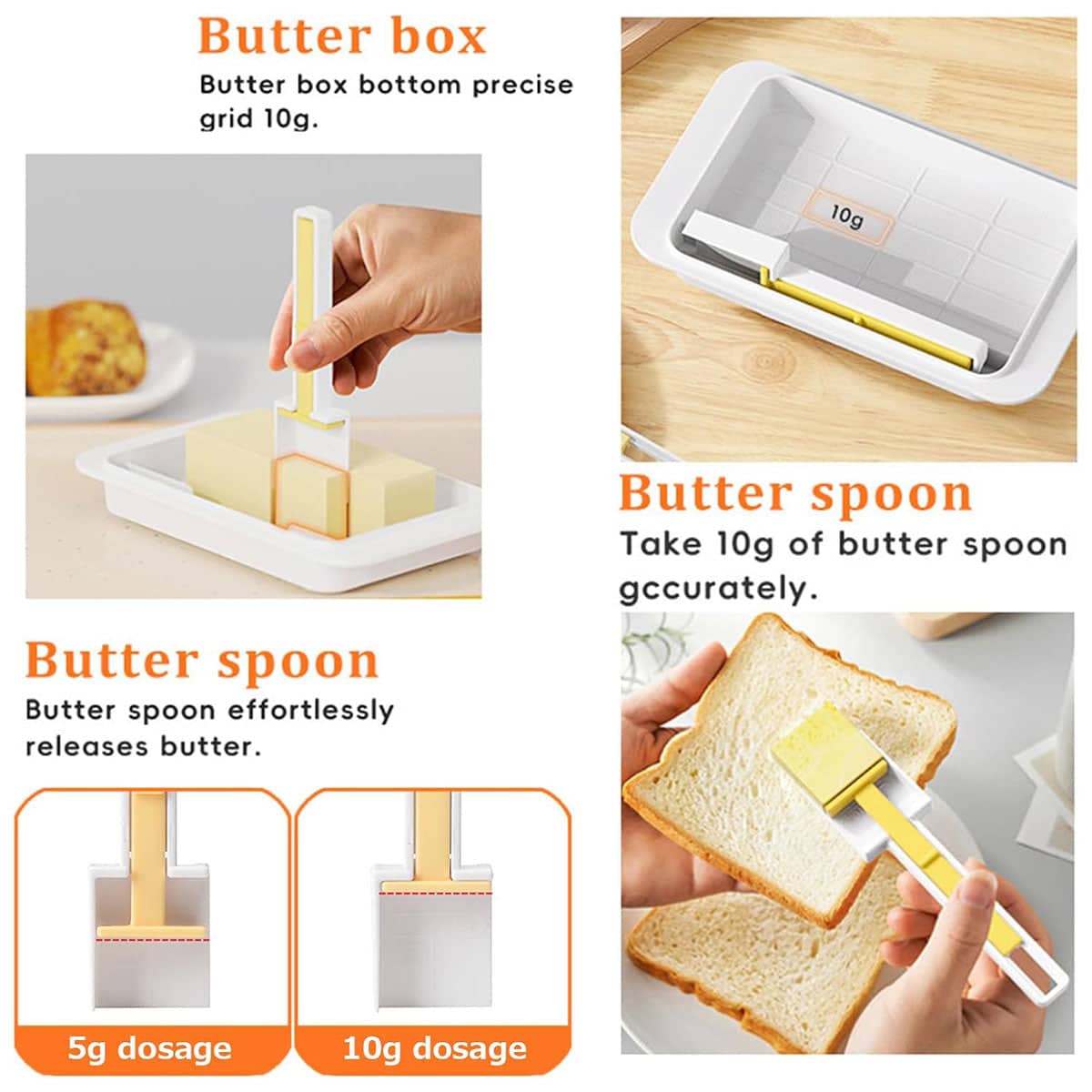Butter and Cheese Storage Box with Lid and Spreader, Fridge Organiser - White - view 5
