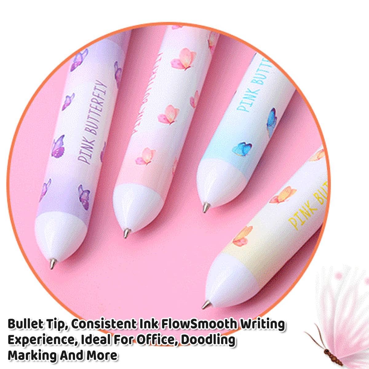 Butterfly 10 Colour Press Ballpoint Pens 0.7mm - Pack of 4 - view 4