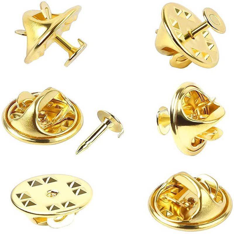 Butterfly Clutch Tie Tack Pin Backs with Blank Pins, Set of 50 - Gold