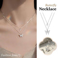 Butterfly Double Layer Necklace, Adjustable 21 to 50 cm Chain