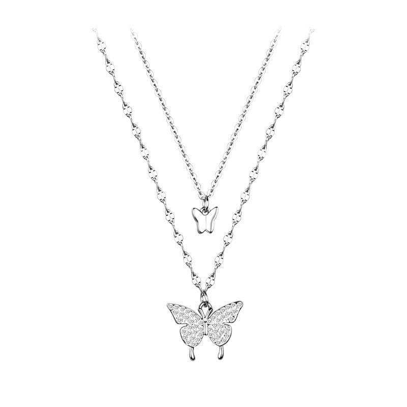 Butterfly Double Layer Necklace, Adjustable 21 to 50 cm Chain - view 2