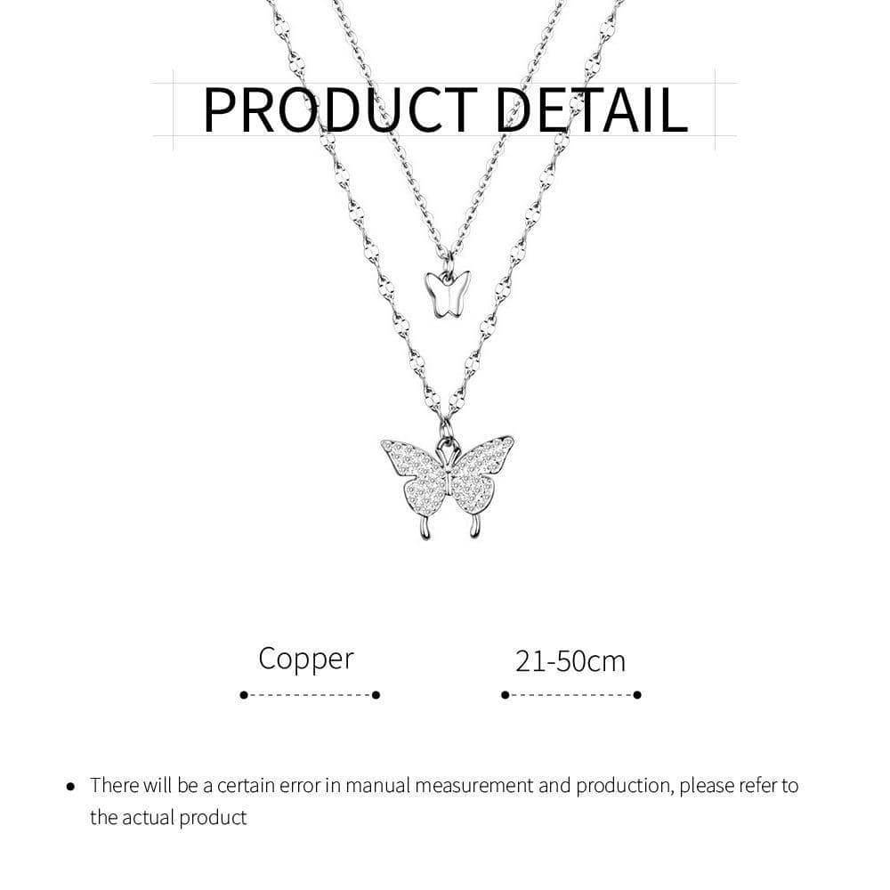 Butterfly Double Layer Necklace, Adjustable 21 to 50 cm Chain - view 3