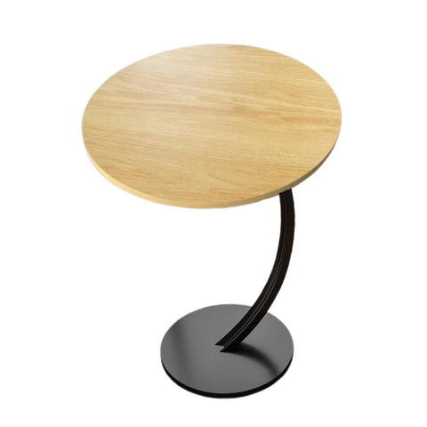 C-Shaped Snack Side Table for Sofa and Couch - Brown and Black