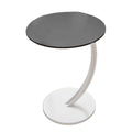 C Shaped Sofa Side Table Metal and MDF 30 x 60 x 40cm - Black Top, White Frame