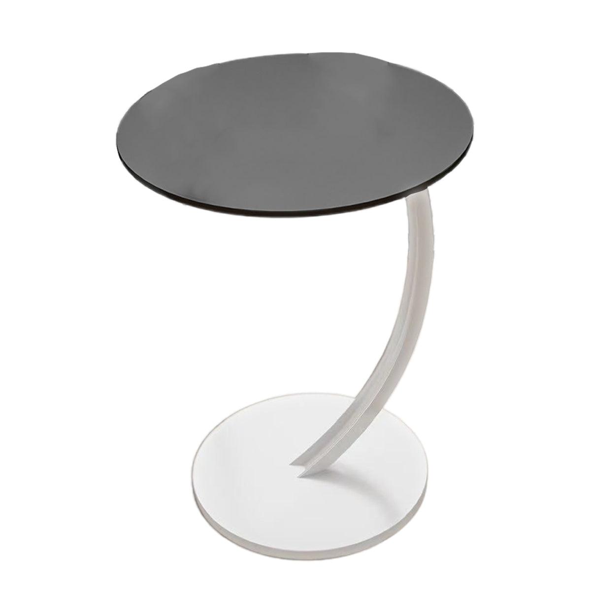 C Shaped Sofa Side Table Metal and MDF 30 x 60 x 40cm - Black Top, White Frame