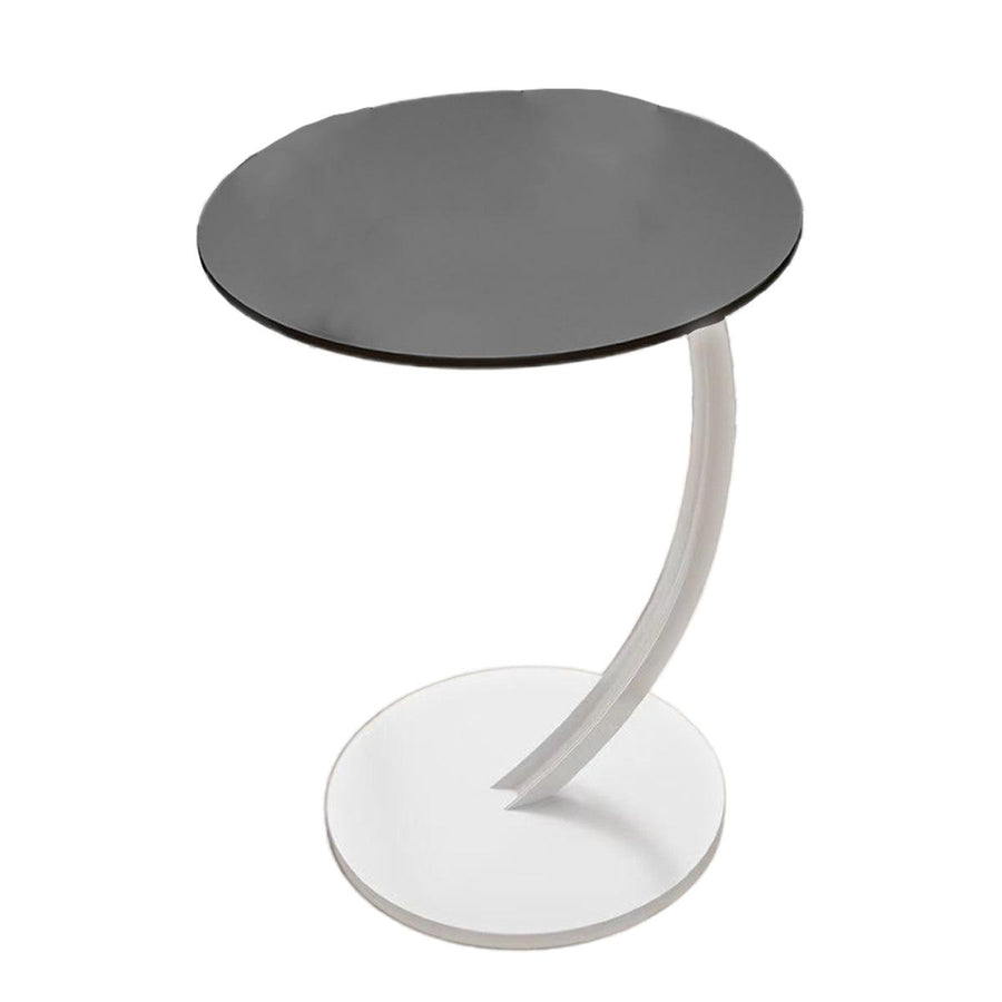 C Shaped Sofa Side Table Metal and MDF 30 x 60 x 40cm - Black Top, White Frame
