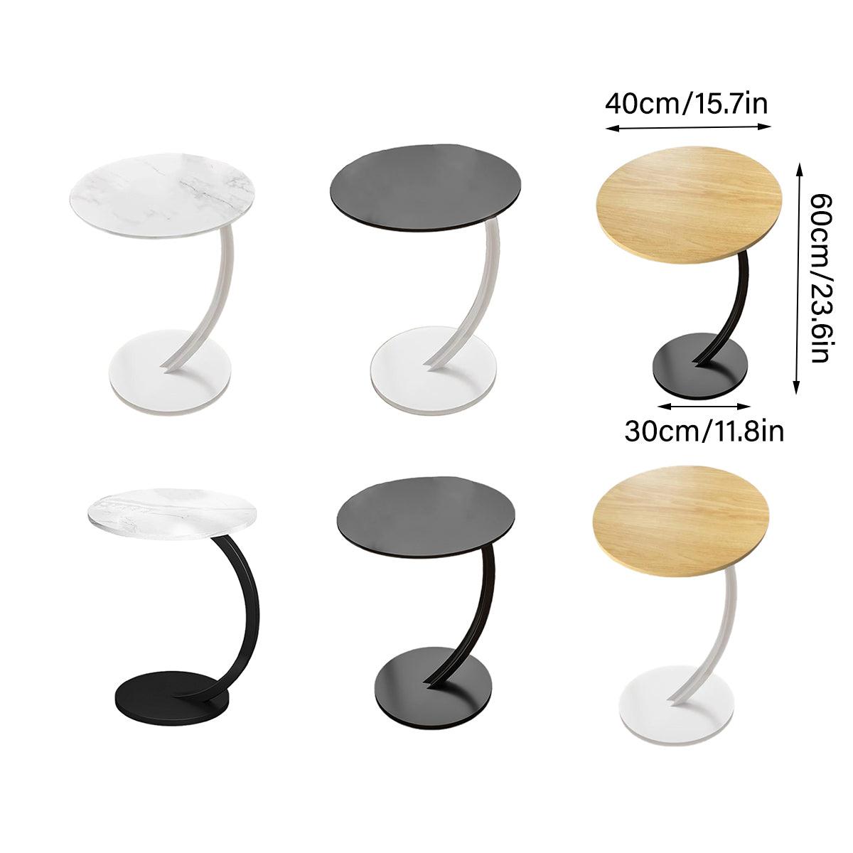 C Shaped Sofa Side Table Metal and MDF 30 x 60 x 40cm - Black Top, White Frame - view 4