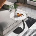 C Shaped Sofa Side Table Metal and MDF 30 x 60 x 40cm - Black Top, White Frame - view 5