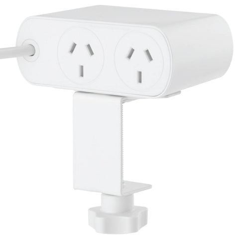 Arlec 2 Outlet Powerboard with Desktop Clamp PD20W USB-C 1.8m White