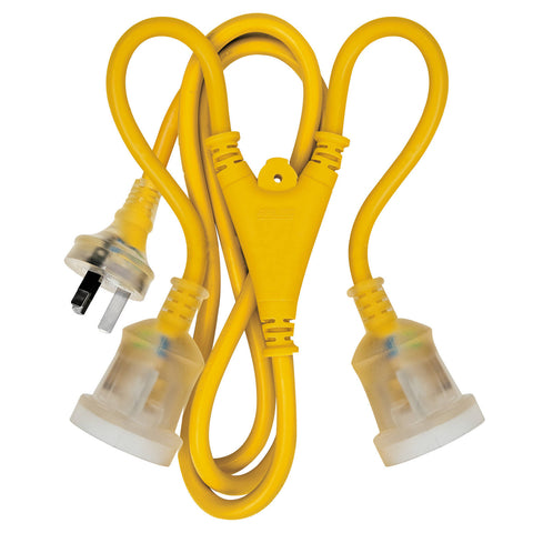Arlec 1.8m Heavy Duty Dual Output Split Extension Lead, 240V Yellow