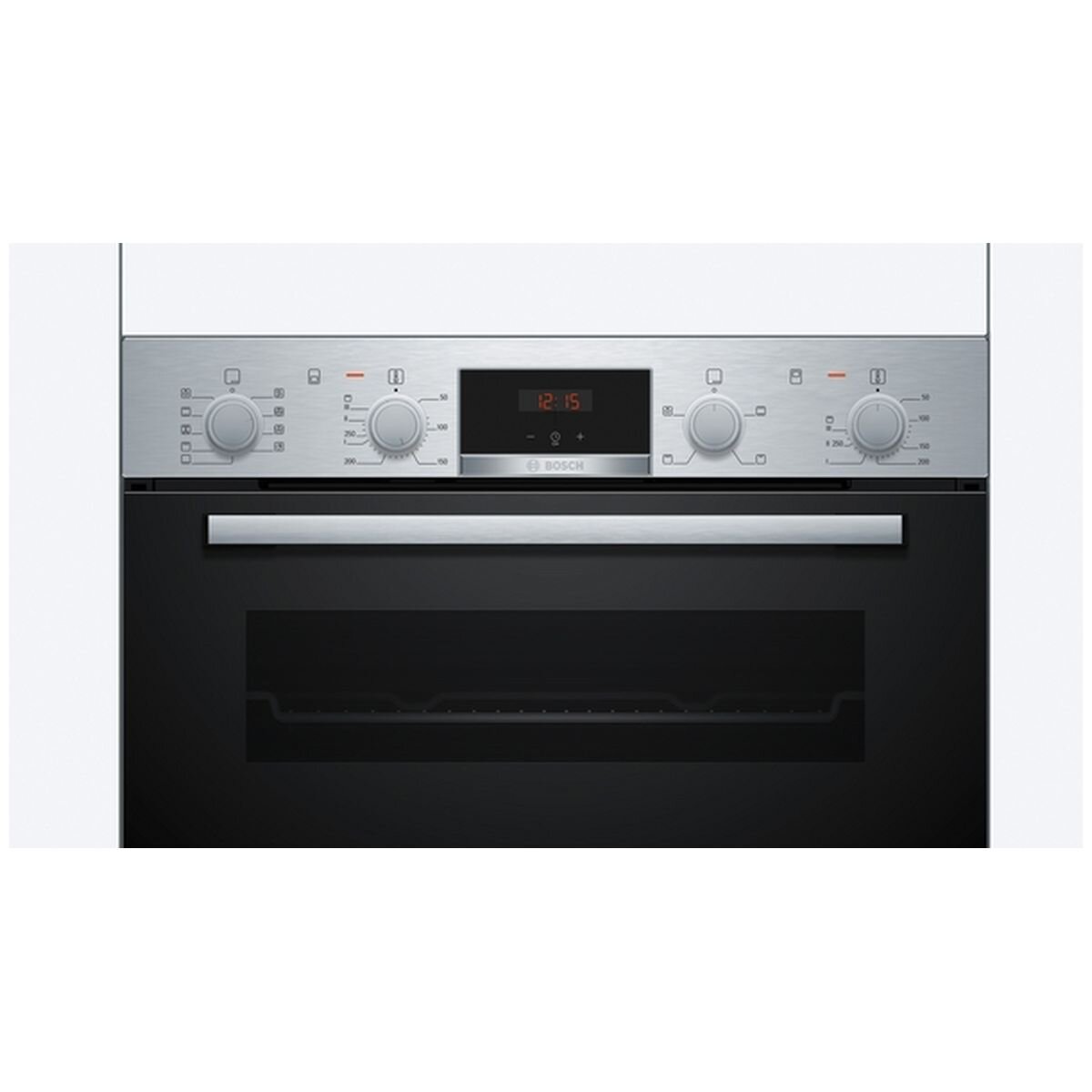 Bosch Series 4 built-in double oven - 105L usable, 3D hot air, EcoClean Direct, stainless steel - MBA534BS3A