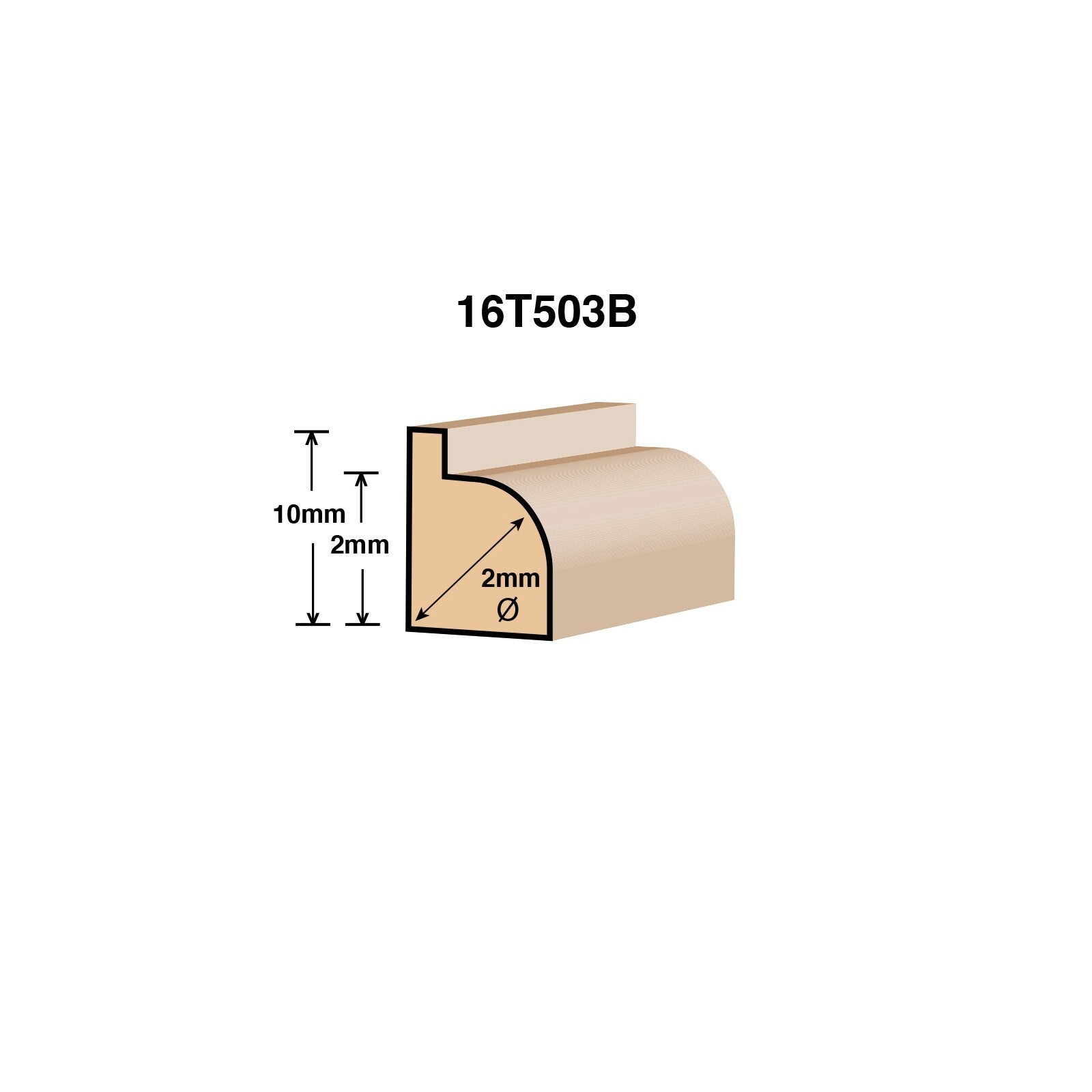 Ultra Rounding Over Router Bit 6.4 x 2mm Radius Tungsten Carbide Tipped 1/4 Shaft