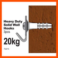 Everhang 20kg Heavy-Duty Zinc Plated Steel Solid Wall Picture Hanging Hook - 3 Pack
