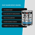 White Knight Rust Guard Epoxy Enamel Paint 1L - Black Gloss, Solvent Based Metal Paint