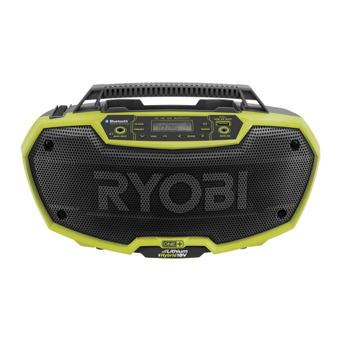 Ryobi 18V ONE+ Hybrid 2 Speaker Bluetooth Radio, AM/FM, LCD Display, Skin Only R18HR-0