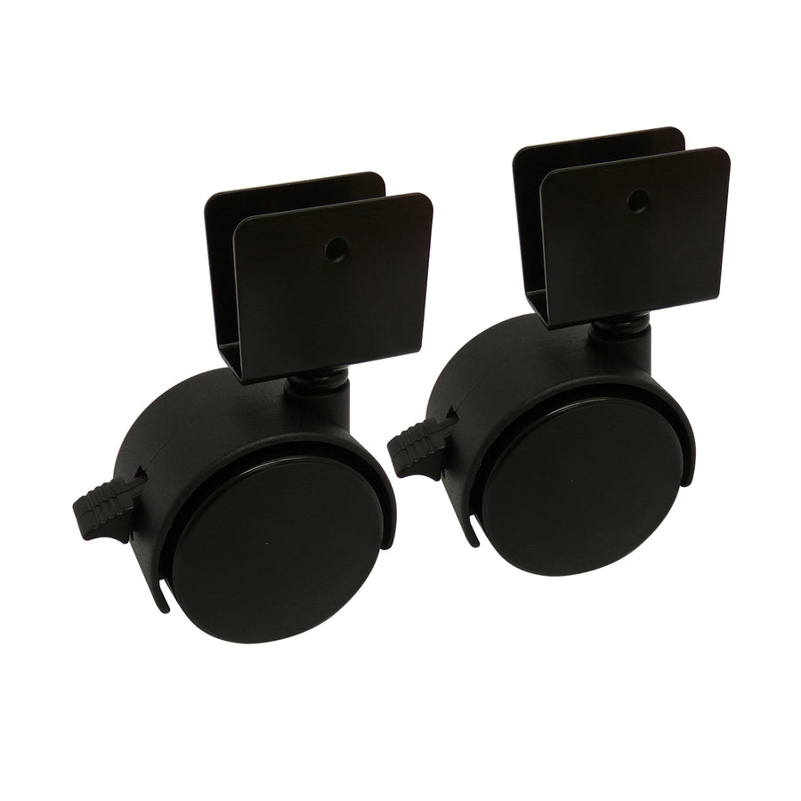 Move It 50mm Nylon Twin Wheel Swivel Castor with Brake & U Bracket, 34kg, Black - 2 Pack