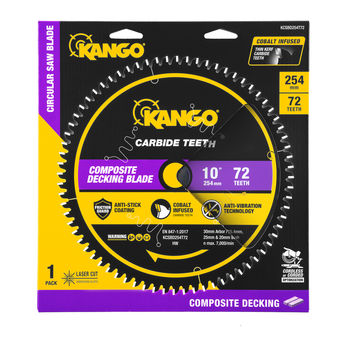 Kango 254mm 72T Composite Decking Mitre Saw Blade - Precision Cuts - Durable - SuperSaverAU - view 2
