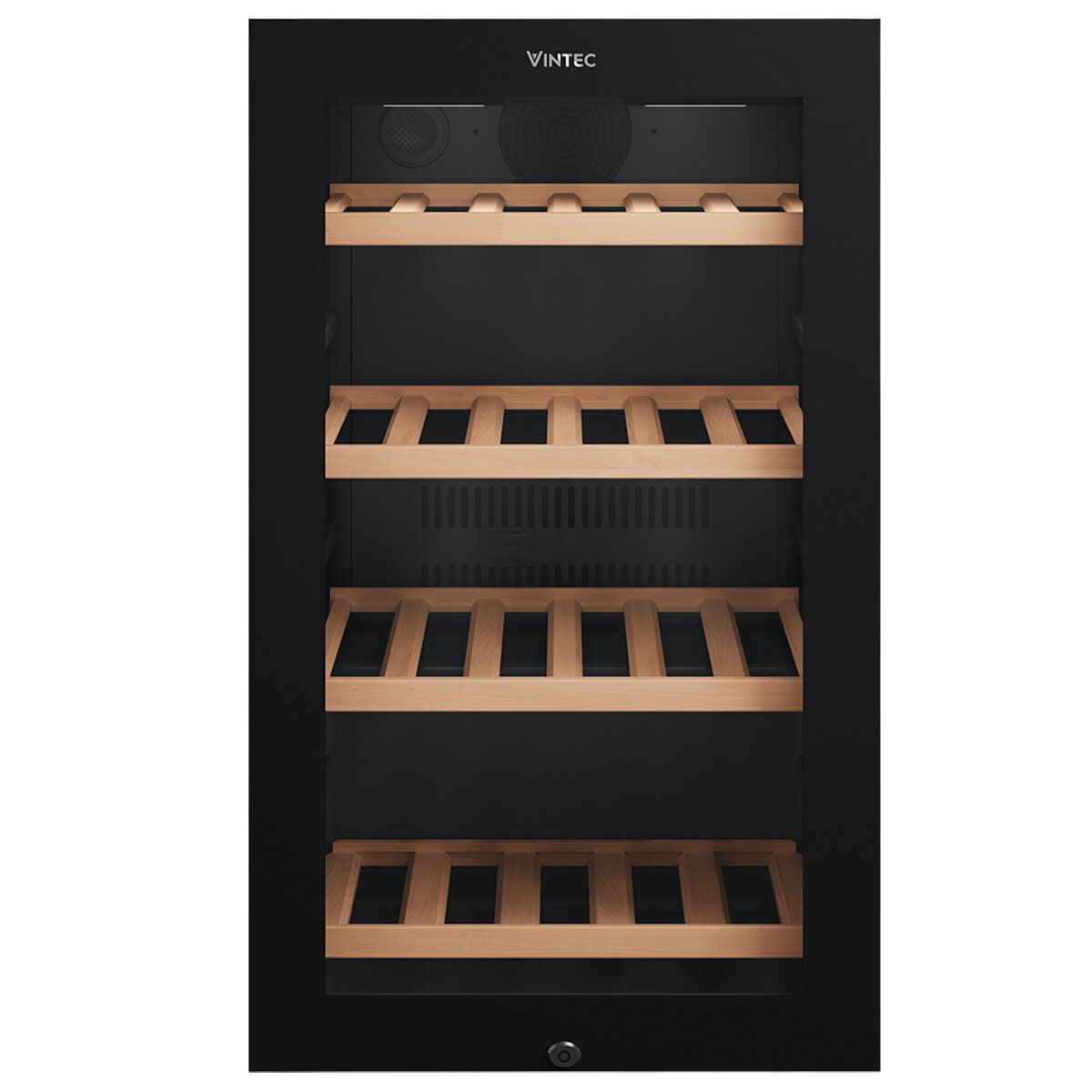 Vintec 35 Bottle Single Zone Underbench Wine Fridge - Black, Triple Glazed Door, Security Lock - VWS830FCB-X