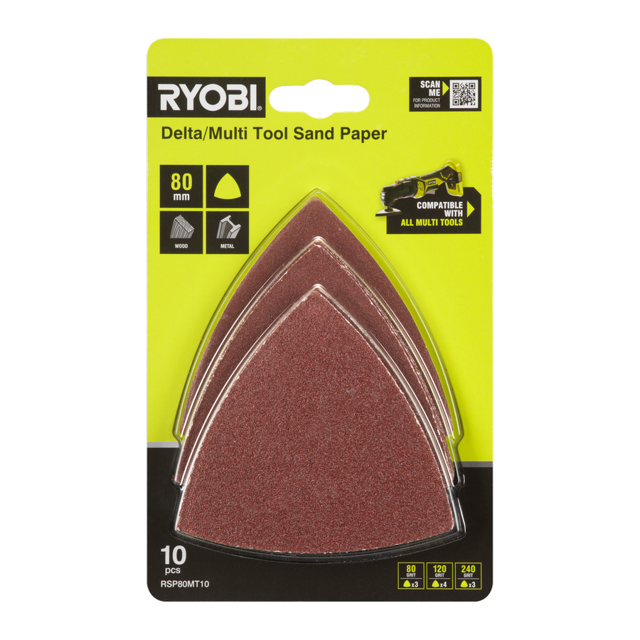Ryobi 10 Piece 80mm Delta Multi Tool Sanding Set - 80/120/240 Grit - SuperSaverAU - view 1
