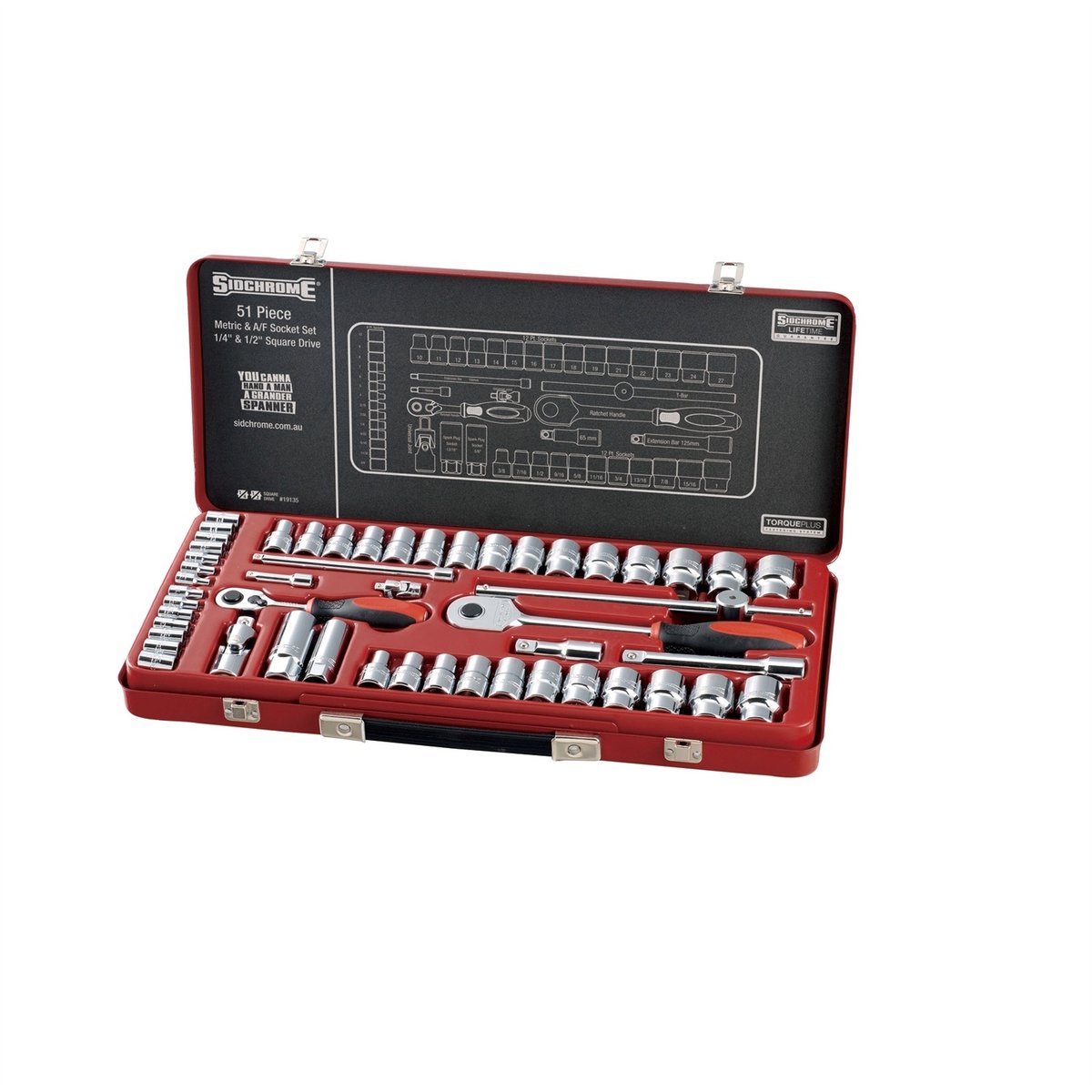 Sidchrome Socket Set - 51 Piece - Chrome Vanadium - Durable Design