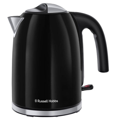 Russell Hobbs 1.7L Stainless Steel Black Kettle - 360° Base - Easy Pour