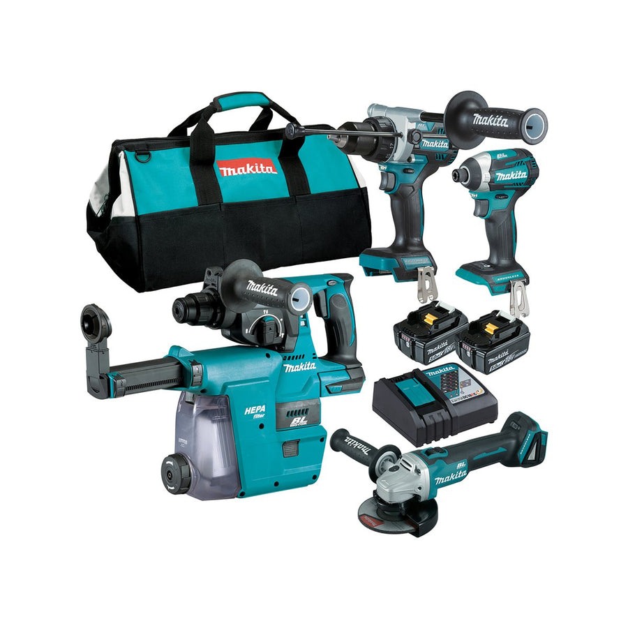 Makita Brushless 4 Piece Combo Kit DLX4148TX1 - 18V - Includes 2 Batteries - Fast Charger - Tote Bag - SuperSaverAU - view 2